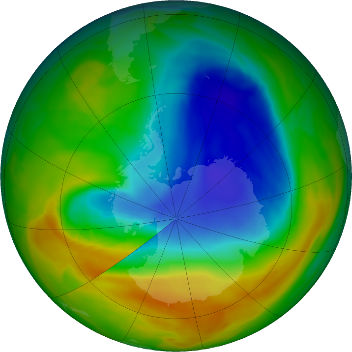 Antarctic ozone map for 27 October 2017